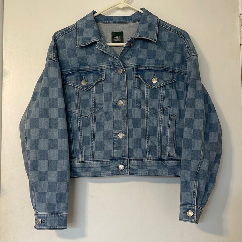 Wild Fable checkered blue denim jacket SMALL
